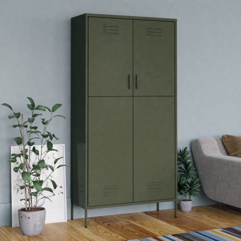 vidaXL Armario de acero verde oliva 90x50x180 cm vidaXL Armario de acero verde oliva 90x50x180 cm