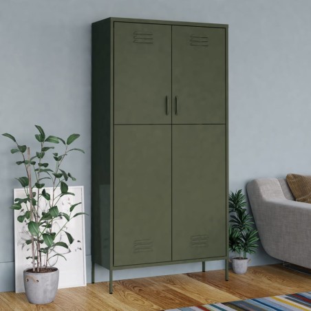 vidaXL Armario de acero verde oliva 90x50x180 cm