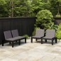 vidaXL Bancos de jardín con cojines 2 unidades plástico gris vidaXL Bancos de jardín con cojines 2 unidades plástico gris
