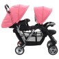 vidaXL Carrito para 2 niños tandem de acero rosa y negro vidaXL Carrito para 2 niños tandem de acero rosa y negro