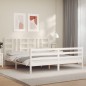 vidaXL Estructura cama de matrimonio con cabecero madera maciza blanco vidaXL Estructura cama de matrimonio con cabecero madera maciza blanco