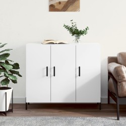 vidaXL Aparador de madera de ingeniería blanco brillo 90x34x80 cm
