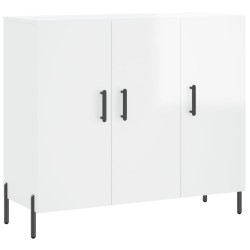 vidaXL Aparador de madera de ingeniería blanco brillo 90x34x80 cm