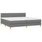 vidaXL Cama box spring con colchón y LED tela gris oscuro 200x200 cm