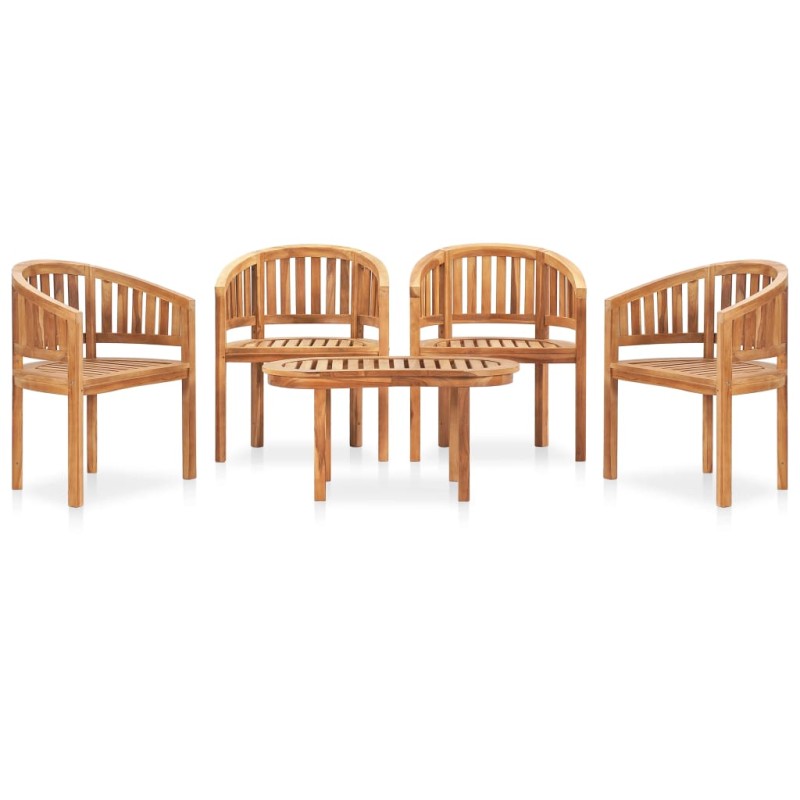 vidaXL Juego de muebles de jardín 5 piezas madera maciza de teca