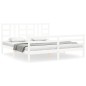 vidaXL Estructura cama de matrimonio con cabecero madera maciza blanco vidaXL Estructura cama de matrimonio con cabecero madera maciza blanco