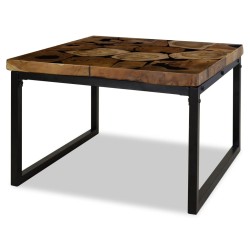 vidaXL Mesa de centro de teca y resina 60x60x40 cm