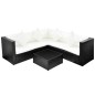 vidaXL Set de muebles de jardín 4 pzas y cojines ratán sintético negro vidaXL Set de muebles de jardín 4 pzas y cojines ratán sintético negro