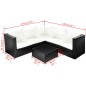 vidaXL Set de muebles de jardín 4 pzas y cojines ratán sintético negro vidaXL Set de muebles de jardín 4 pzas y cojines ratán sintético negro