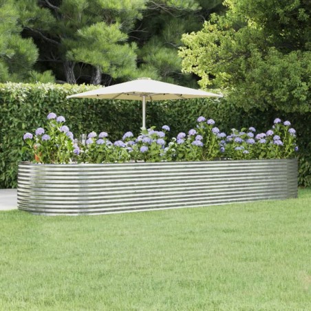 vidaXL Jardinera arriate acero recubrimiento polvo plata 447x140x68 cm