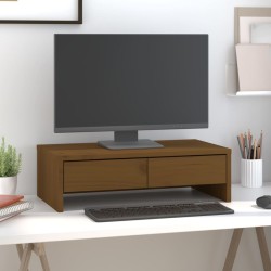 vidaXL Soporte de monitor madera maciza pino marrón miel 50x27x15 cm