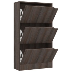 vidaXL Zapatero 3 puertas madera ingeniería gris Sonoma 59x24x105 cm