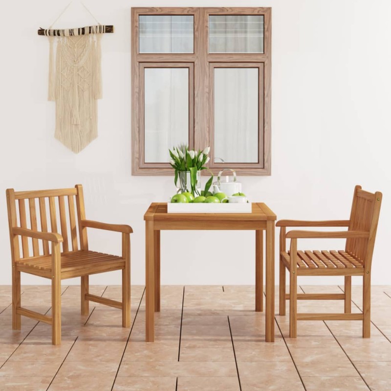 vidaXL Conjunto de comedor de jardín 3 piezas madera maciza de teca vidaXL Conjunto de comedor de jardín 3 piezas madera maciza de teca