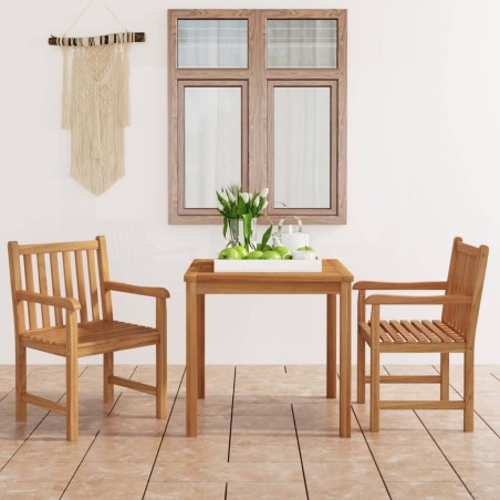 vidaXL Conjunto de comedor de jardín 3 piezas madera maciza de teca