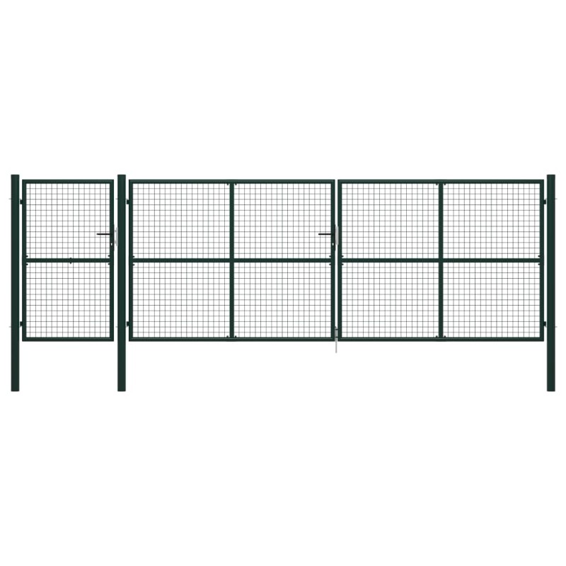 vidaXL Puerta de jardín de acero verde 500x150 cm vidaXL Puerta de jardín de acero verde 500x150 cm