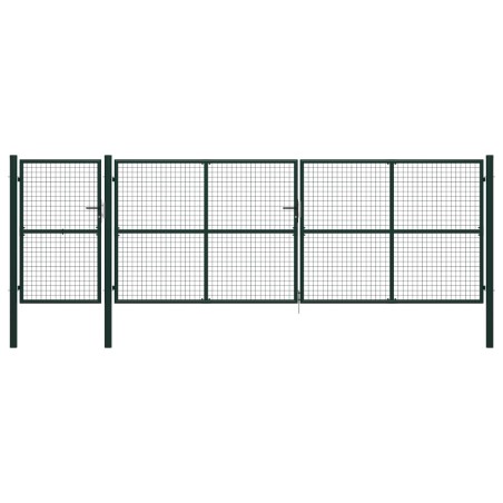 vidaXL Puerta de jardín de acero verde 500x150 cm