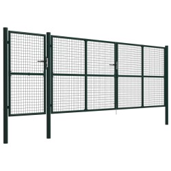 vidaXL Puerta de jardín de acero verde 500x150 cm