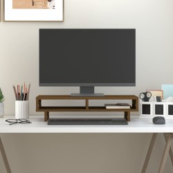 vidaXL Soporte para monitor madera maciza pino marrón miel 60x27x14 cm