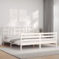 vidaXL Estructura cama de matrimonio con cabecero madera maciza blanco vidaXL Estructura cama de matrimonio con cabecero madera maciza blanco