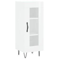 vidaXL Aparador de madera contrachapada blanco brillante 34,5x34x90 cm