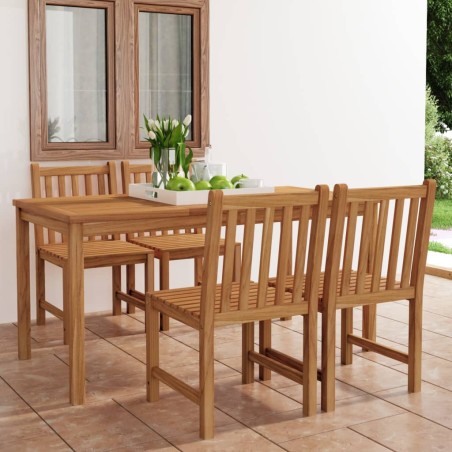 vidaXL Conjunto de comedor de jardín 5 piezas madera maciza de teca