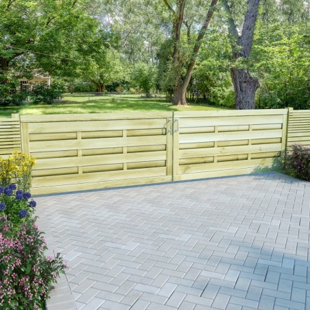 vidaXL Puertas valla 2 uds madera pino impregnada 150x75 cm verde