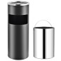vidaXL Papelera con cenicero de acero gris 30 L vidaXL Papelera con cenicero de acero gris 30 L