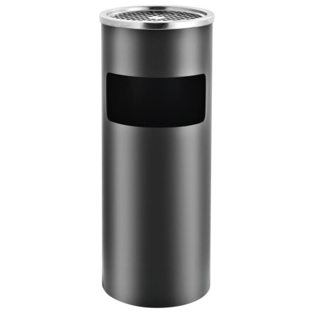 vidaXL Papelera con cenicero de acero gris 30 L