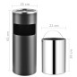 vidaXL Papelera con cenicero de acero gris 30 L vidaXL Papelera con cenicero de acero gris 30 L
