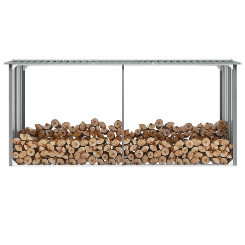 vidaXL Casetilla para leña acero galvanizado gris 330x92x153 cm vidaXL Casetilla para leña acero galvanizado gris 330x92x153 cm