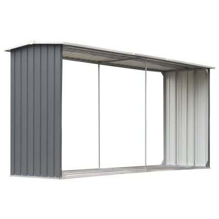vidaXL Casetilla para leña acero galvanizado gris 330x92x153 cm