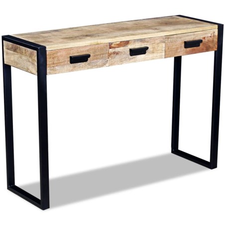 vidaXL Mesa consola con 3 cajones madera de mango 110x35x78 cm