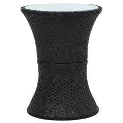 vidaXL Mesa de jardín en forma de tambor ratán sintético negro