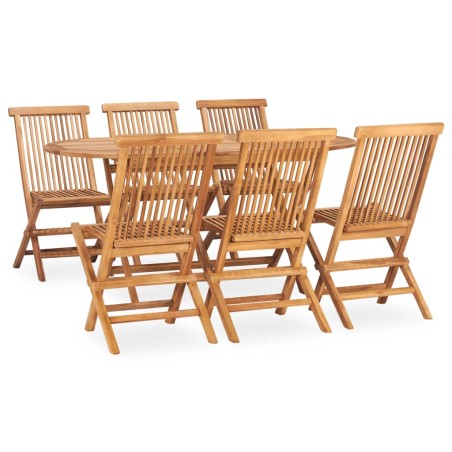 vidaXL Set de comedor de jardín plegable 7 pzas madera maciza de teca