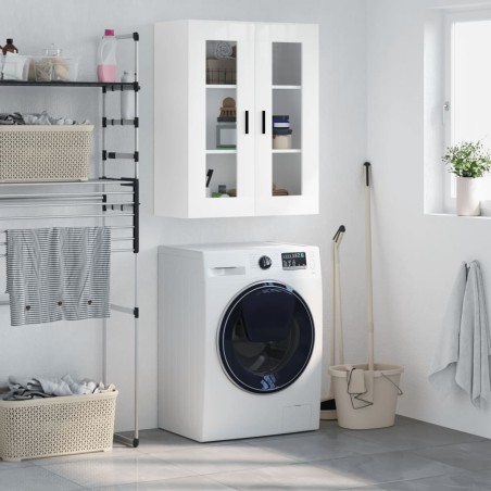 vidaXL Armario de pared blanco brillante 69,5x34x90 cm