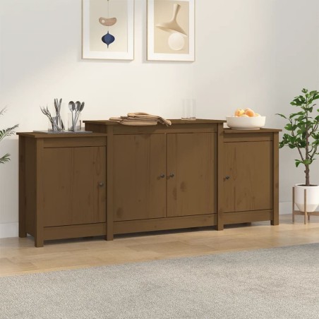 vidaXL Aparador de madera maciza de pino marrón miel 164x37x68 cm