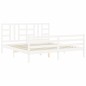 vidaXL Estructura cama de matrimonio con cabecero madera maciza blanco vidaXL Estructura cama de matrimonio con cabecero madera maciza blanco