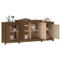 vidaXL Aparador de madera maciza de pino marrón miel 164x37x68 cm vidaXL Aparador de madera maciza de pino marrón miel 164x37x68 cm