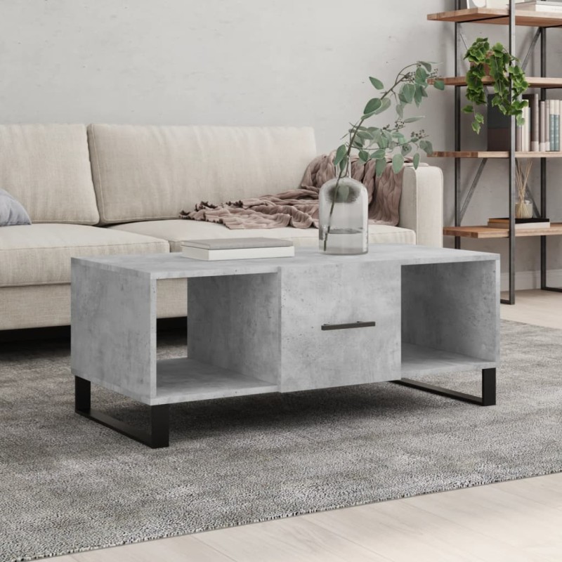 vidaXL Mesa de centro madera contrachapada gris hormigón 102x50x40 cm vidaXL Mesa de centro madera contrachapada gris hormigón 102x50x40 cm
