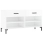 vidaXL Banco zapatero madera de ingeniería blanco brillo 102x35x55 cm vidaXL Banco zapatero madera de ingeniería blanco brillo 102x35x55 cm