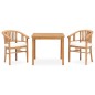 vidaXL Set de comedor de jardín 3 pzas y cojines madera maciza de teca vidaXL Set de comedor de jardín 3 pzas y cojines madera maciza de teca