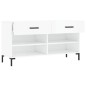 vidaXL Banco zapatero madera de ingeniería blanco brillo 102x35x55 cm vidaXL Banco zapatero madera de ingeniería blanco brillo 102x35x55 cm