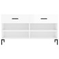 vidaXL Banco zapatero madera de ingeniería blanco brillo 102x35x55 cm vidaXL Banco zapatero madera de ingeniería blanco brillo 102x35x55 cm
