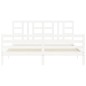 vidaXL Estructura cama de matrimonio con cabecero madera maciza blanco vidaXL Estructura cama de matrimonio con cabecero madera maciza blanco