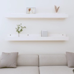 vidaXL Estantes de pared 2 uds madera maciza de pino blanco 110x12x9cm