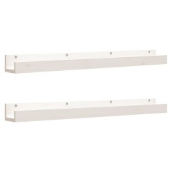 vidaXL Estantes de pared 2 uds madera maciza de pino blanco 110x12x9cm