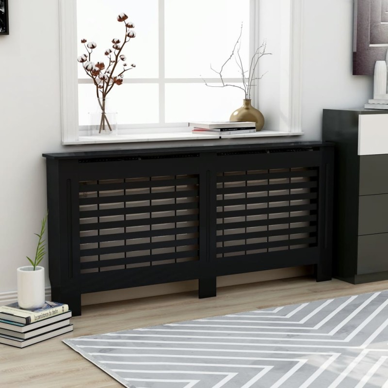 vidaXL Cubierta para radiador MDF negro 172x19x81,5 cm vidaXL Cubierta para radiador MDF negro 172x19x81,5 cm