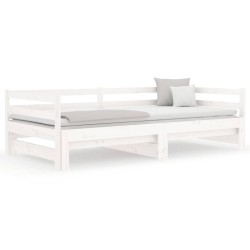 vidaXL Sofá cama extraíble madera maciza de pino blanco 2x(90x190) cm