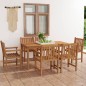 vidaXL Conjunto de comedor de jardín 7 piezas madera maciza de teca vidaXL Conjunto de comedor de jardín 7 piezas madera maciza de teca
