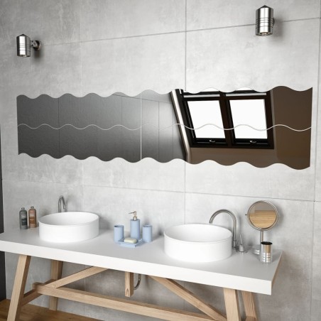 vidaXL Espejos de pared 4 unidades vidrio ondulado 100x23 cm